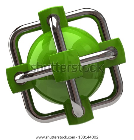 Green network and globalization icon on white background