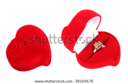 Ring in a red velvet box