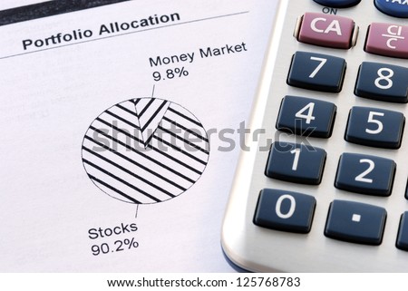 Portfolio allocation illustrates the asset in a pie chart concept of money investing