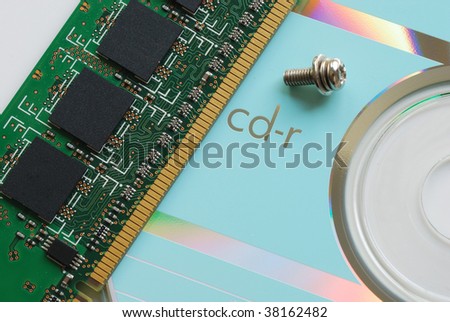 Memory chip on a beautiful reflective CD