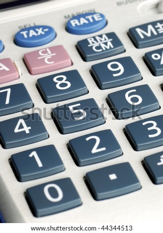 Close up view of an electronic calculator