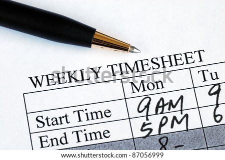 Enter The Weekly Time Sheet Concepts Of Work Hours Reporting Stock ...