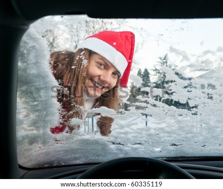 Frau, Winter, Auto