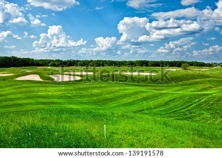 Golf Club field at sunny day
