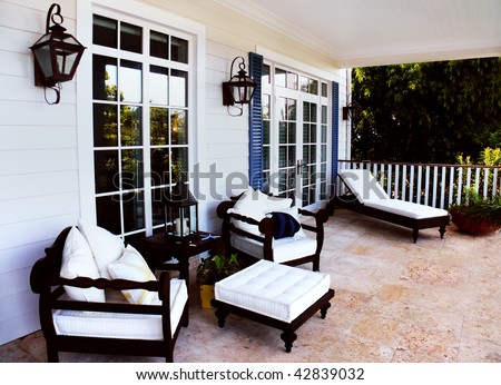 A beautiful lounge area in a new luxury backyard