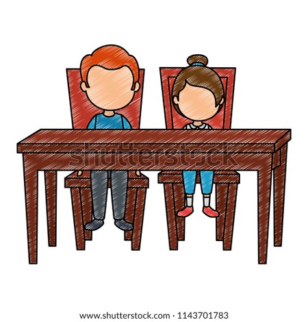 cute and little kids in the table