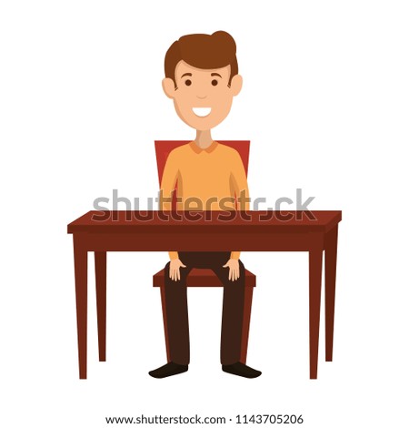 young man avatar in the table character