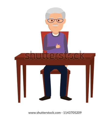 cute grandfather in the table character