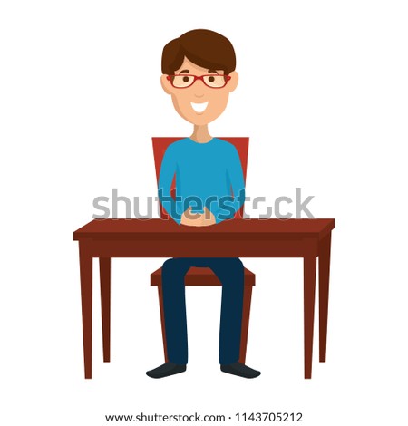 young man avatar in the table character