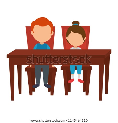 cute and little kids in the table