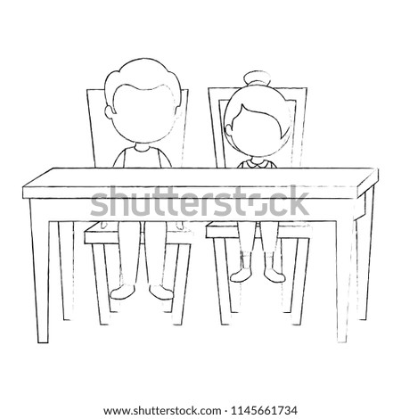 cute and little kids in the table