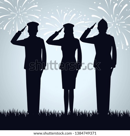 group of military people silhouettes