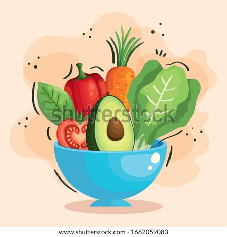 bowl with fresh and healthy vegetables vector illustration design