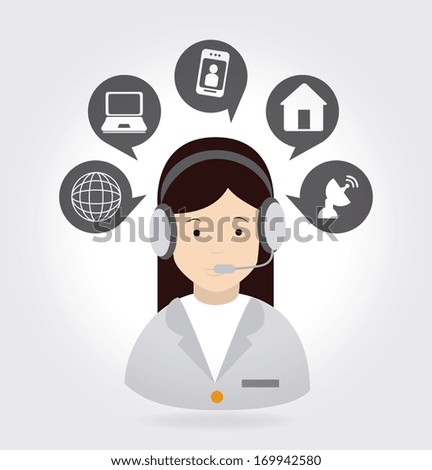 receptionist with phone over gray background  vector illustration