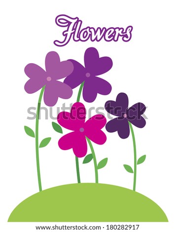 flowers purple design over white background vector illustration