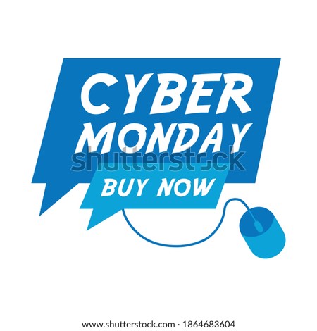 cyber monday lettering in speech bubble with mouse vector illustration design