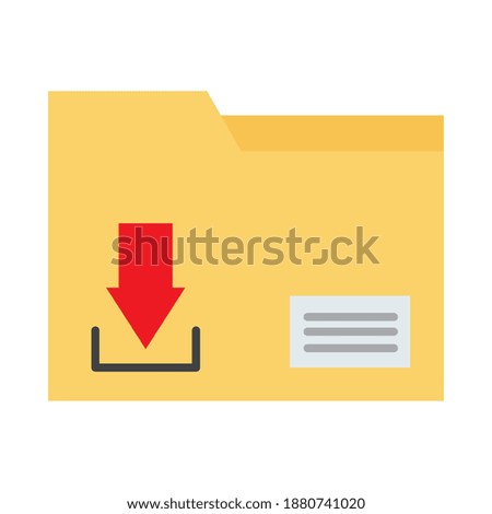folder data file with arrow down flat style icon vector illustration design