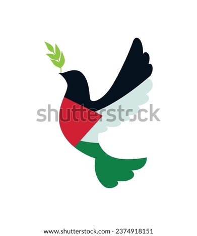 palestine flag in peace dove design