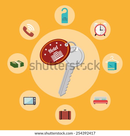 Hotel design over yellow background, vector illustration.