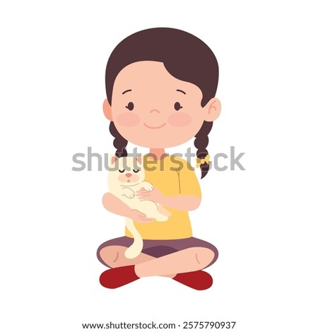 Similar – Image, Stock Photo Girl holding little cat