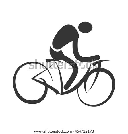 Man Trainning Cycling Sport Pictogram Isolated Flat Icon, Vector ...