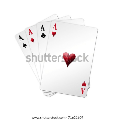Poker game in shaped deck over white background