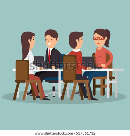 Office Teamwork Meeting Business Characters Graphic Stock Vector ...