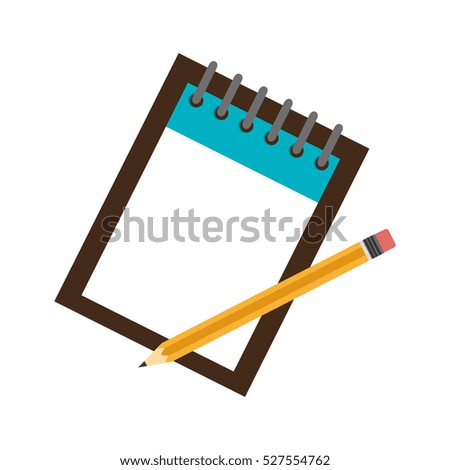 notebook school with pencils isolated icon