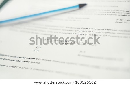 test job with the formula on a sheet of paper with a pen