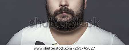 Closeup of long beard and mustache man