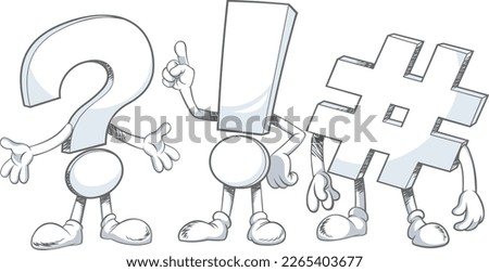 Question, exclamation mark and hash tag cartoon characters.
Vector, EPS.