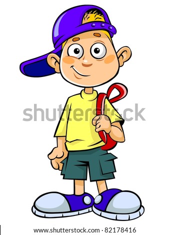 Cartoon Boy With Bag. Stock Photo 82178416 : Shutterstock