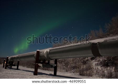 The Aurora, also known as the northern lights, intensified right over the Pipeline. The temperature was 34 degrees below zero. Early morning hours on January 3, 2010.