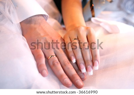 Just married couple hands