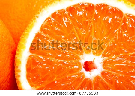 ripe sliced orange. food background