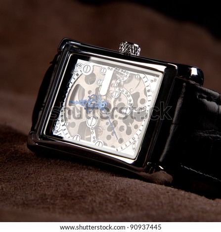 luxury silver skeleton wrist watch with no label