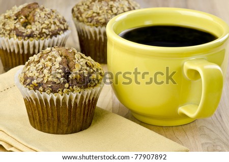 fresh oat bran muffins and a cup of coffee