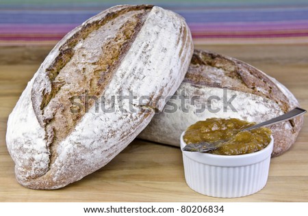 fresh baked rye bread and jam