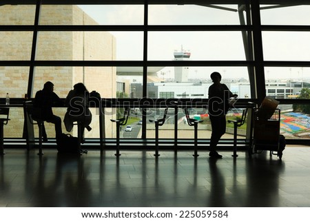 Lod, Israel - October 12, 2014: Passengers at Israel\'s Ben Gurion international airport, Terminal 3 Departure Hall