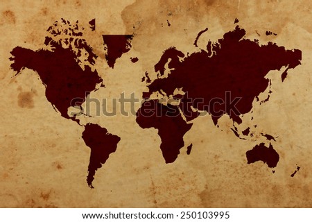 World map with old paper background