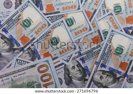 American Dollar notes background including the new blue notes