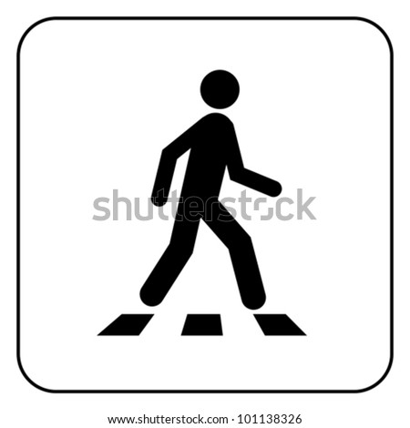 Pedestrian crossing - crosswalk flat icon symbol. Isolated on white, vector