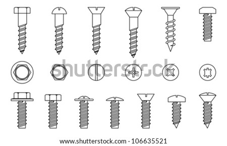 Set of screws
isolated on white, vector
