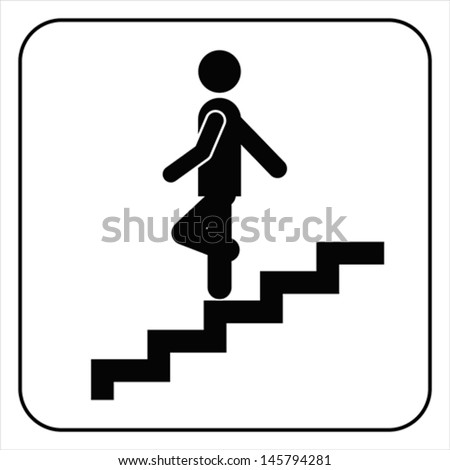 Man on Stairs going down symbol, vector - stock vector