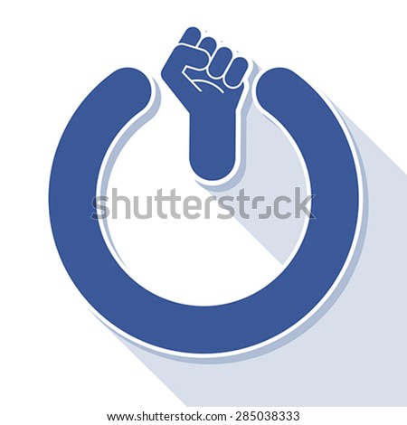 Power fist button, vector