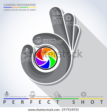 Perfect shot. Camera infographic, vector