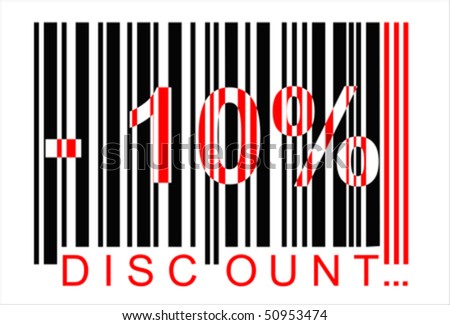 -10 percent discount, bar code ,  Isolated over background and groups, vector ILLUSTRATION