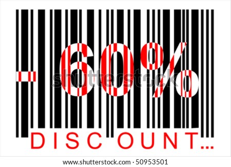 -60 percent discount, bar code,  Isolated over background and groups, vector ILLUSTRATION