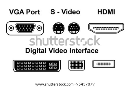 Video ports including VGA and HDMI, vector 