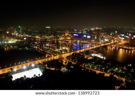 Cityscape at night from Cairo